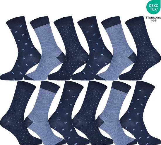 GIANVAGLIA Lot de 12 paires de Chaussettes pour hommes imprimées unies - Taille 43-46