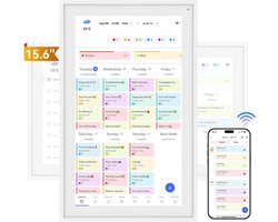 Blackview TABWEE P15 - Digitale Kalender & Fotolijst - 15,6" WiFi Touchscreen met takenlijst - Gezins Week Maand Maaltijd Afspraken Wandplanner - Digitale klok geschikt voor ouderen met dementie-Wit