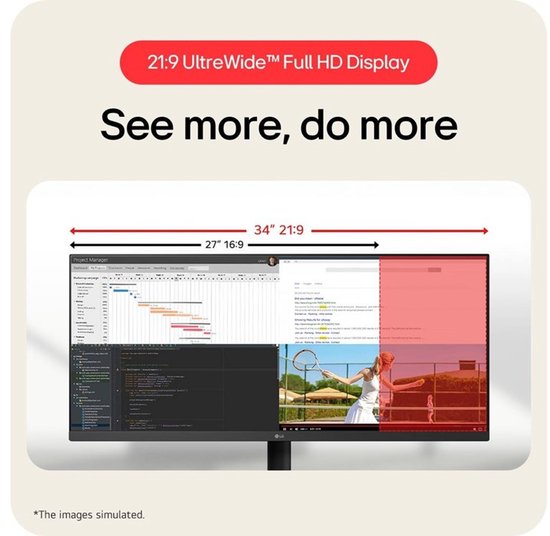 LG 34U511A-B Ultrawide Monitor - 34 inch WFHD - 100Hz - 34U511 | bol