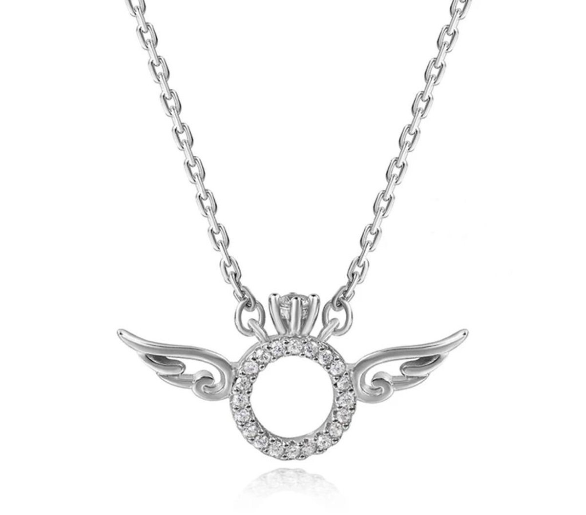 Zilveren damesketting met vleugel hanger – Romantische Valentijnseditie – Luxe engelvleugel collier