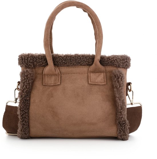 Sac à main Teddy - Sac bandoulière - Sac femme - Doux et moelleux - Tissu Teddy - Marron