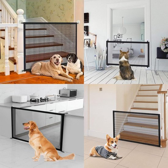 SUBTLETY Traphekje zonder boren, deurbeschermingsrooster van ABS-kunststof en stalen buizen, 95-105 cm, kinderbeschermingsrooster, afsluitrooster voor baby's, honden, traphek met automatische