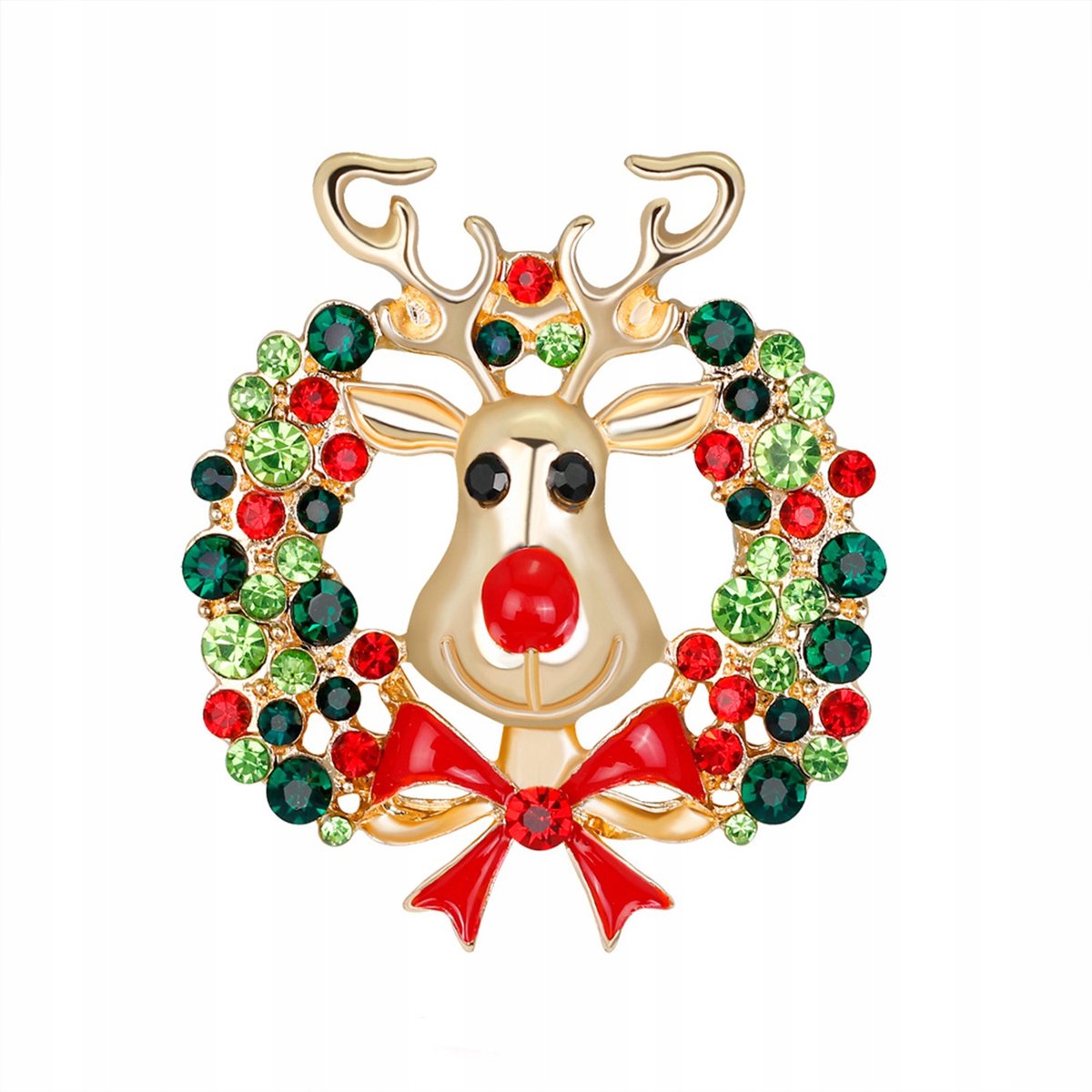 PINETS Kerstbroche Rendier met Krans - Stijlvolle Damesaccessoire
