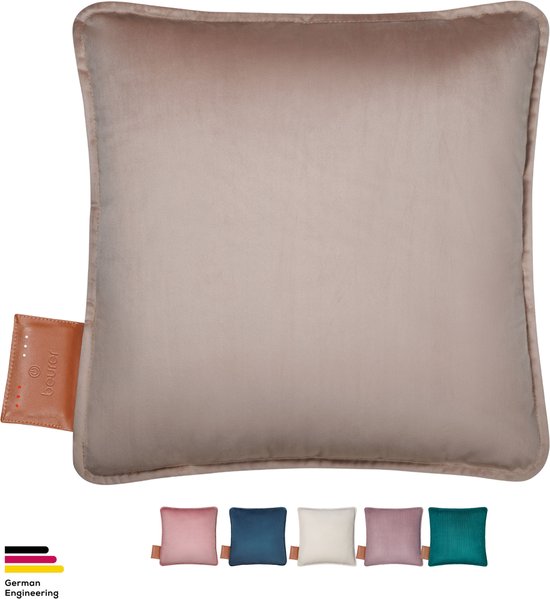 Beurer Warmtekussen | Heaty Velvet Smokey Taupe | Draadloos Warmtekussen | Elektrisch | Oplaadbaar | XL verwarmd oppervlak | 45x45 cm | 5 Jaar Garantie: exclusief bij Bol.com