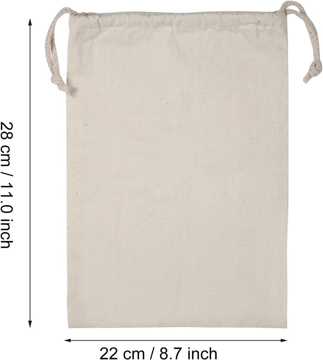 EGoods - Set van 1 katoenen waszak met koord voor huishoudelijke opslag van kleding textiel thuis reizen.