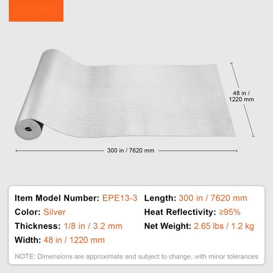YRHome 30 ㎡ Isolatiefolie, 1 x 30 m, Reflectiefolie, Verwarming, Aluminium, Thermofolie, Radiatoren, 3 - 4 mm Dik, Warmte-isolatie