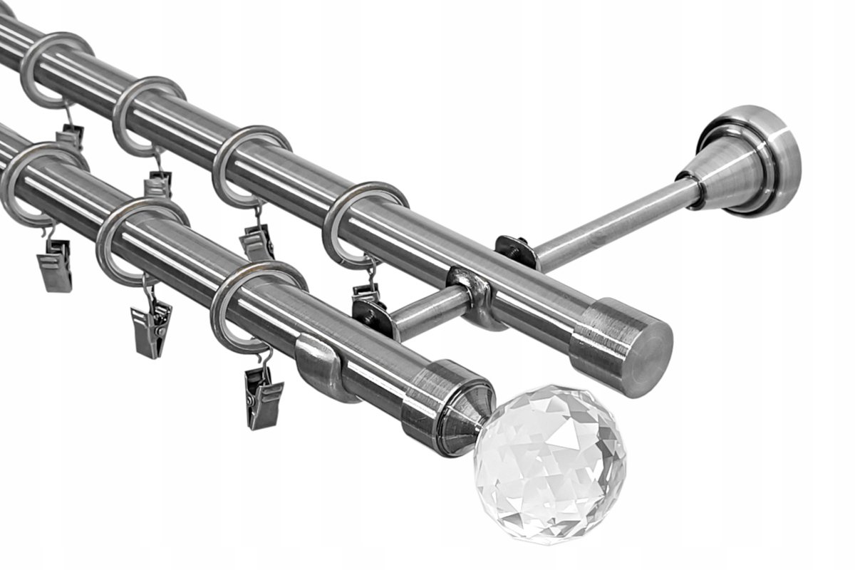 Dubbele Nikkel Metalen Gordijnroede 120cm - Imperia Deco