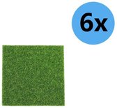 Nogeqi 6 Stück Kunstrasen Deko Miniatur Rasen 15x15cm Kunstrasen zum Basteln, Garten Kunstrasen Miniaturgarten Verzierung, Modellbau Rasen Fake Grass Decor for Crafts Mikrolandschaft DIY Dekorationen