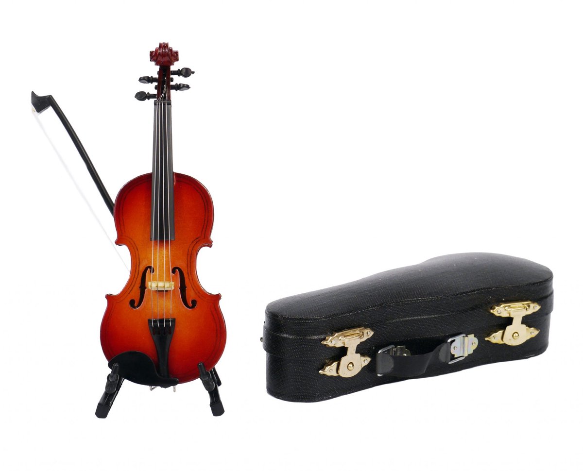 Music Gifts - Miniatuurinstrument Viool met Stok 9cm