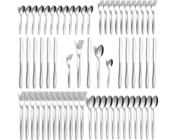 VH Supplies® Bestekset 12 Persoons - Tafelbestek - Tafeldecoratie - 60-delig - Vaatwasmachinebestendig