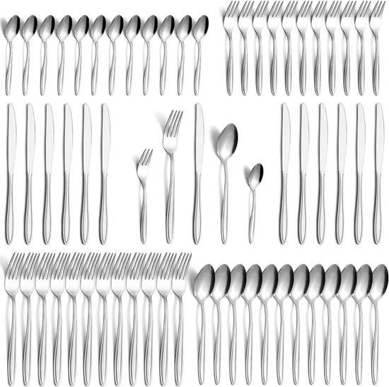 VH Supplies® Bestekset 12 Persoons - Tafelbestek - Tafeldecoratie - 60-delig - Vaatwasmachinebestendig