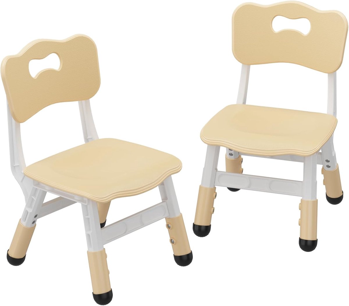 Kinderstoel Set van 2 met hoogte verstelbare stoel, Plastic peuterstoelen voor kinderen jongens meisjes, Kinderen Hangmat stoel, Booster stoelen voor peuters,eik