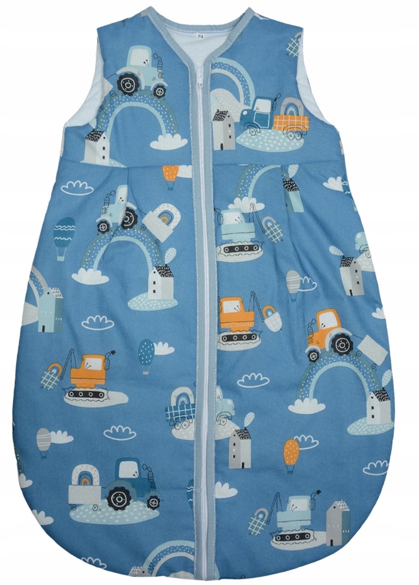 Zomer Slaapzak Baby 56-62 TRAIN 0,5 Katoen 100% - Tractoren Regenboog