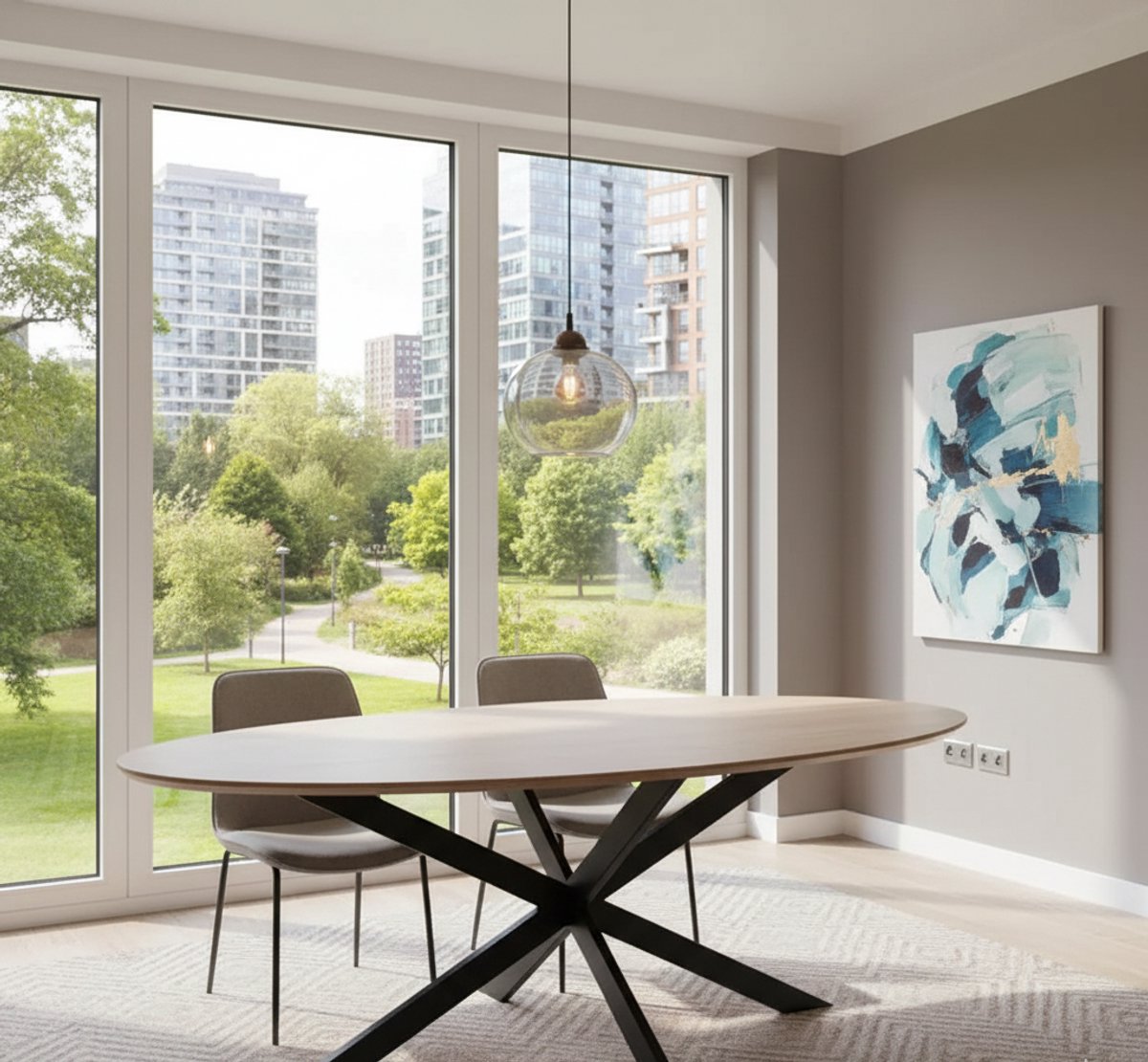 Eiken eettafel ovaal 180 cm – Naturel | Modern Scandinavisch design, stevig en stijlvol – Novihome