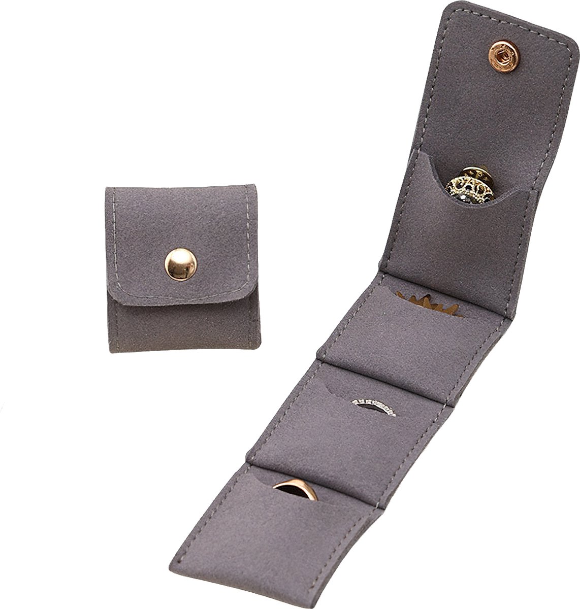 Ainy - Mini draagbare sieraden portemonnee grijs | Sieradendoos boek voor volwassenen & kinderen | Organizer map voor oorbellen, ringen en ketting | Mode-accessoires etui voor dames & meisjes | cadeau geschenk voor vrouwen
