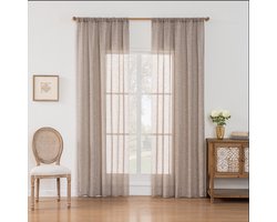 Linen look slub voile Curtains with Eyelets for Living Room Bedroom Modern Boho Natural Curtain Semi-Transparent Eyelet Curtain Transparent