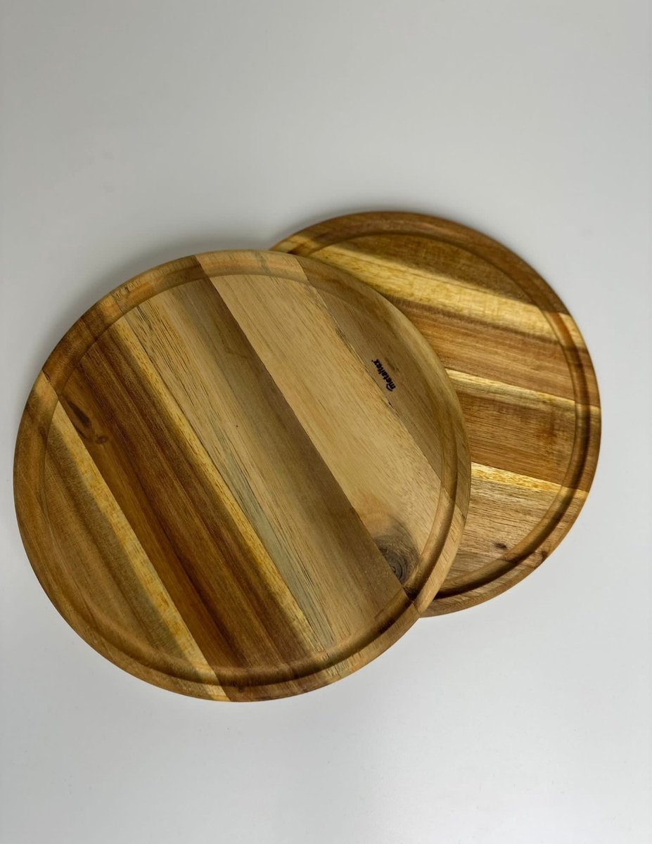 Metaltex snijplank rond, acaciahout, diameter 24 cm