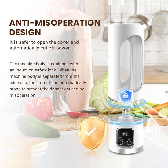 Daity 1 stuk - Sapcentrifuge - Fruit- en groentesapcentrifuge - Draagbare USB elektrische sapcentrifuge - 450 ml - Geschikt voor smoothies en crèmes - 12 messen (80*80*255 mm) van Merkloos — afbeelding 3