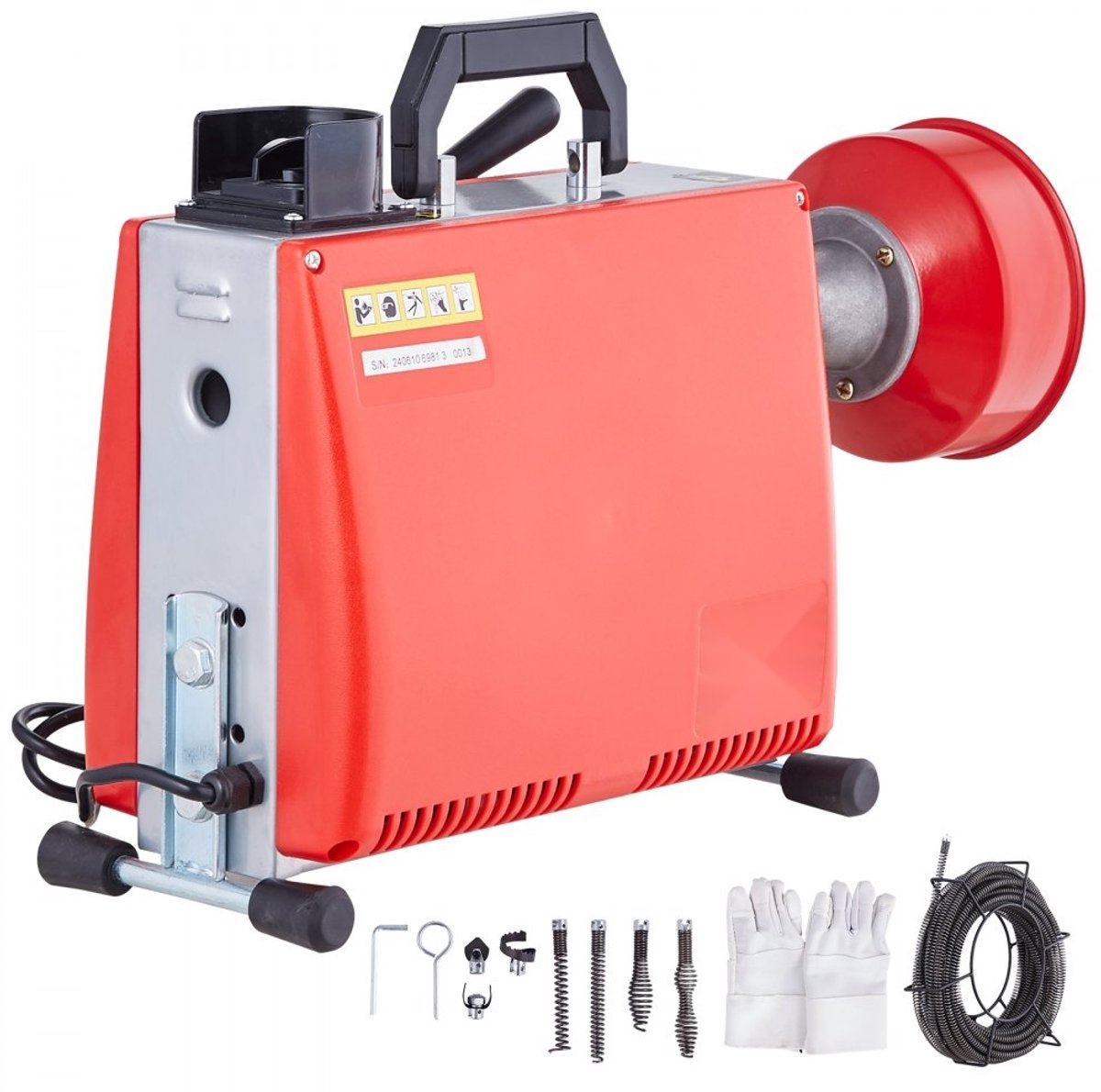 Afvoer-/rioolontstopper - Elektrische ontstopper - 250 W - 2 Stalen kabels 20,8 m x 1,6 cm+4,5 m x 0,9 cm - Handmatige invoer - 7 Snijmessen - Voor/achteruit - Voor Ø4,1–10 cm