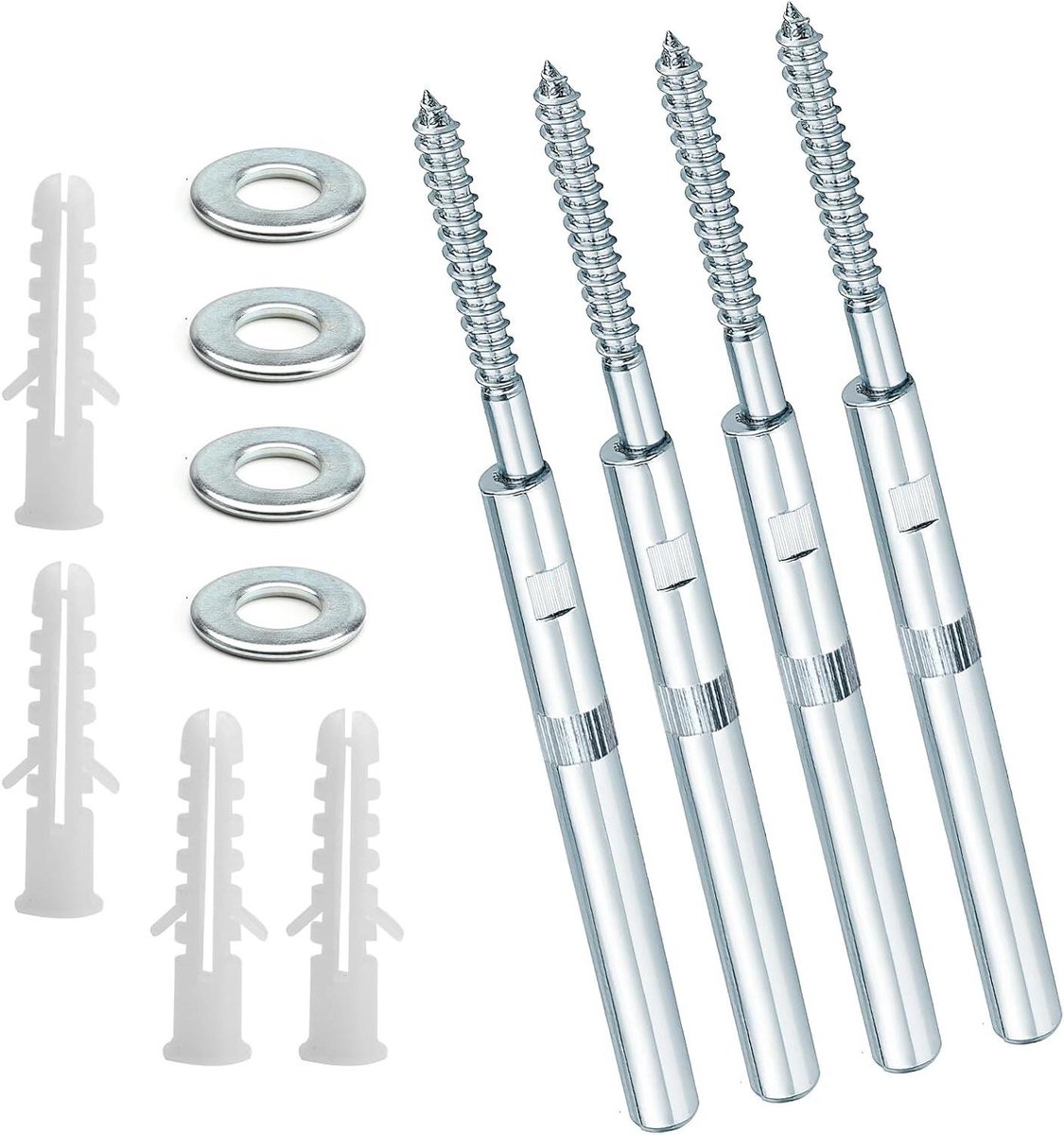 EGoods - Zwevende plankhouders, 4 stuks, 10 x 100 mm, onzichtbaar, wandhouder, plankhouder, sluitringen en pluggen