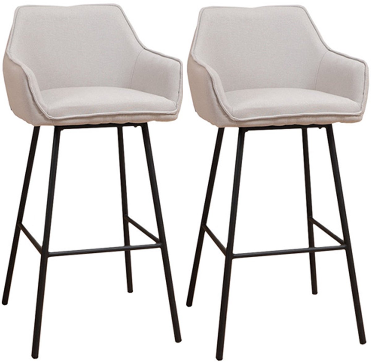 Bronx71® Scandinavische barkruk Andor gerecyclede stof grijs 65-78 cm - Barkrukken set van 4 - barstoel