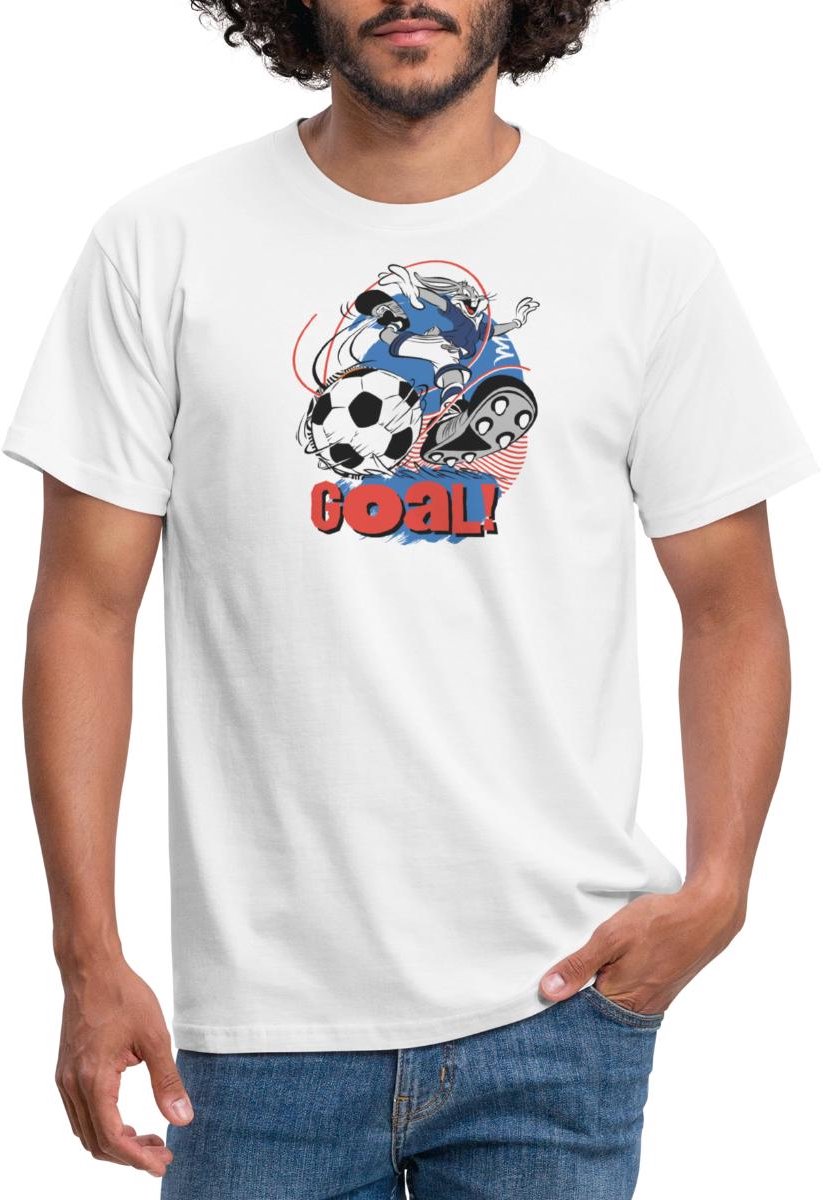 Looney Tunes Bugs Bunny Voetbal Ontwerp Goal! T-Shirt Heren