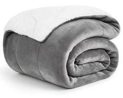 Travelhawk Fleece deken - 150x200 cm - Luxe Dubbellaagse - Voor Bank, Slaapkamer & Woonkamer - Fleece Deken & Fleece Plaid - Grijs