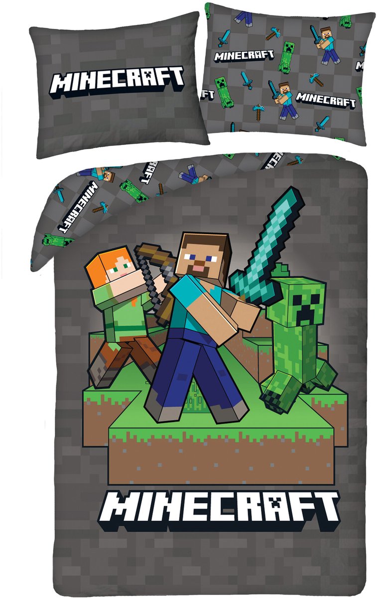 Minecraft Dekbedovertrek Sword - 140 x 200 cm - 70 x 90 cm - Polyester