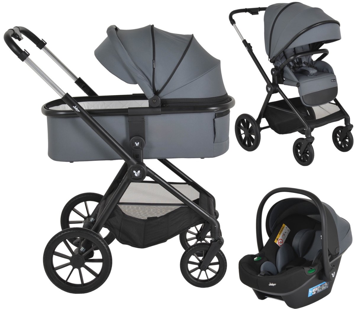 Cangaroo Joker Mineral Grey 3-in-1 Kinderwagen incl. Autostoel