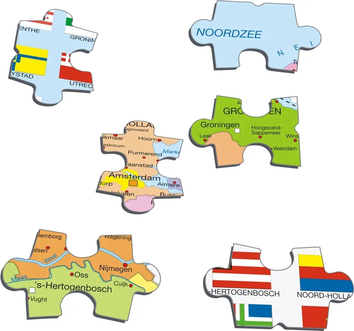 Larsen Nederland met provincies en vlaggen – Puzzel – Kaarten & Geografie – Nederland – Educatieve legpuzzel voor kinderen – 48 stukjes – Gemaakt in Noorwegen – Extra dikke 2,5 mm stukjes – Tray met vaste rand — afbeelding 2
