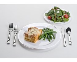 Kunststof Herbruikbare Messen - Mozaiek Sabert - Zilver - Kunststof - 17 cm - Set van 10 pakjes / 100 messen - Design bestek - Ideaal voor feest / bruiloften / verjaardagen / bedrijfsfeesten Sabert mes - Zilver - Kunststof - 20 cm