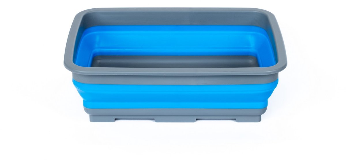 EveBase® Opvouwbare Afwasbak 7L - Afwasteil - Voor Kamperen, Vissen, Wandelen, Schoonmaken en Tuineren - Ruimtebesparend - Rechthoek - Grijs/Blauw