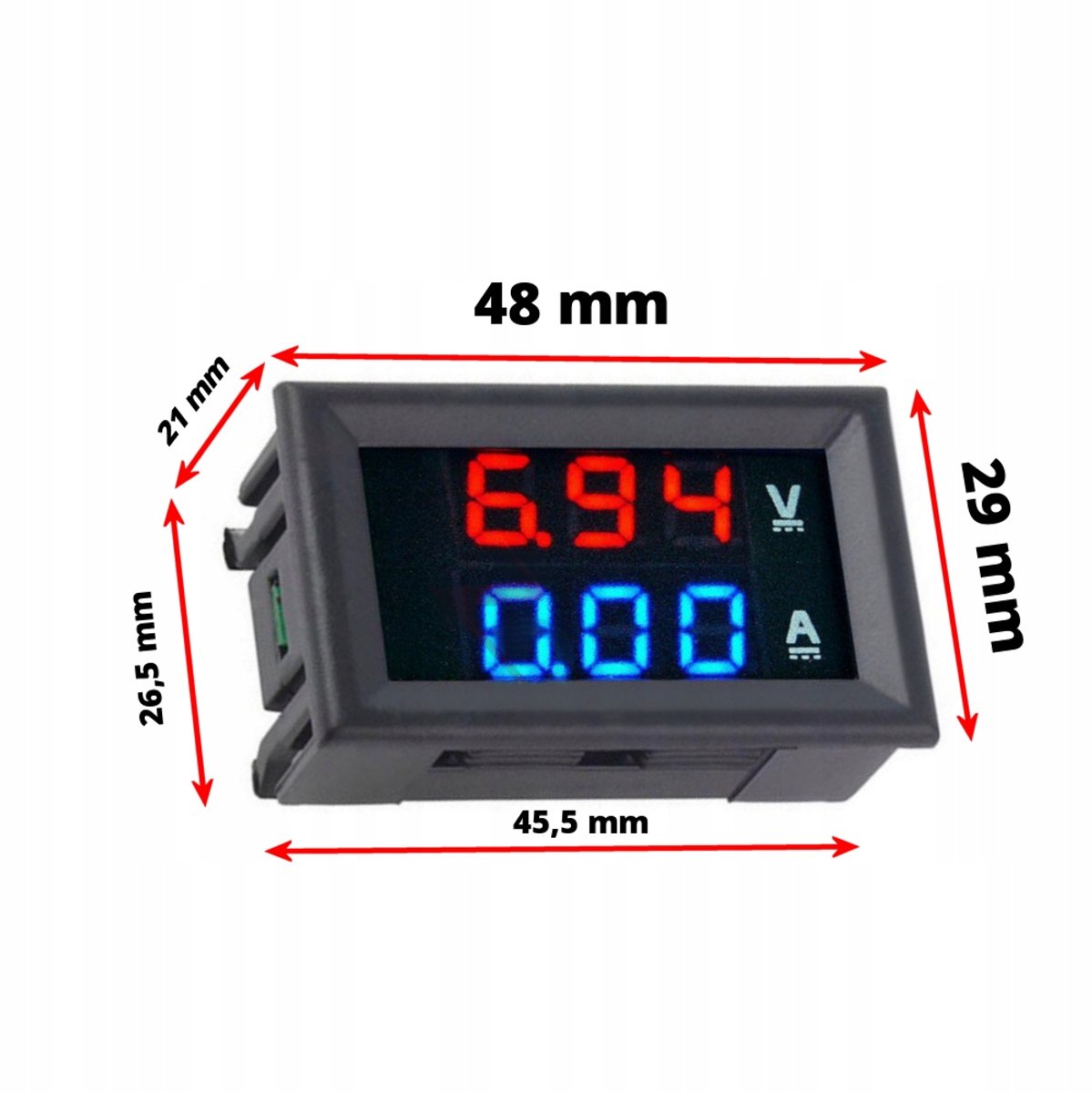Benetech - Digitale Paneel Voltmeter & Ampèremeter - DC 0-100V / 0-50A - Inclusief Shunt - Rood/Blauw Display