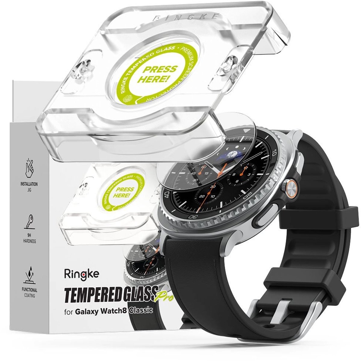 Ringke Screenprotector Geschikt voor Samsung Galaxy Watch 8 Classic Screen Protector (46mm) - Tempered Glass Pro - Gemakkelijke Installatie - 2-Pack