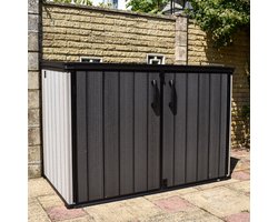 BPS Grote Kunststof Opbergschuur – 1,91 m x 1,33 m x 1,07 m – 2300 L Capaciteit – Weerbestendig – Duurzame Kunststof met Houtlook – Eenvoudige Montage