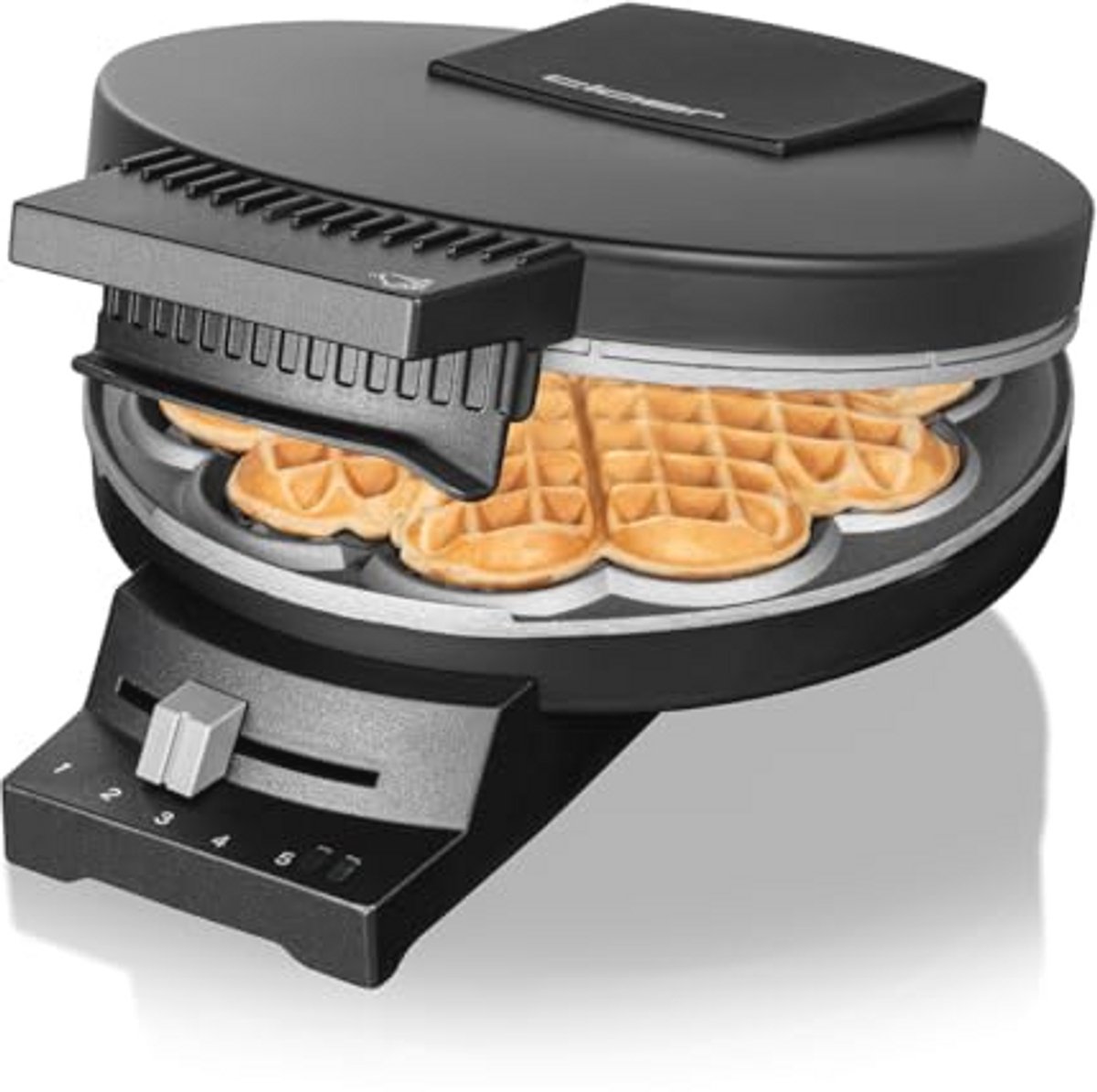 Zwarte Wafelmaker voor Hartwafels – 930W, 16 cm, Anti-aanbaklaag, Robuuste Constructie