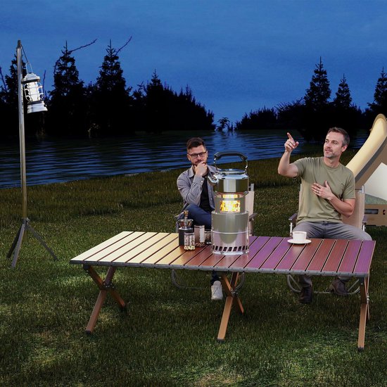 3-in-1 Campingoven Hout - Roestvrij Staal Outdoorkoker, Compatibel met Pannen/Waterkokers, Draagbaar voor Solo-Camping & Picknick — afbeelding 5