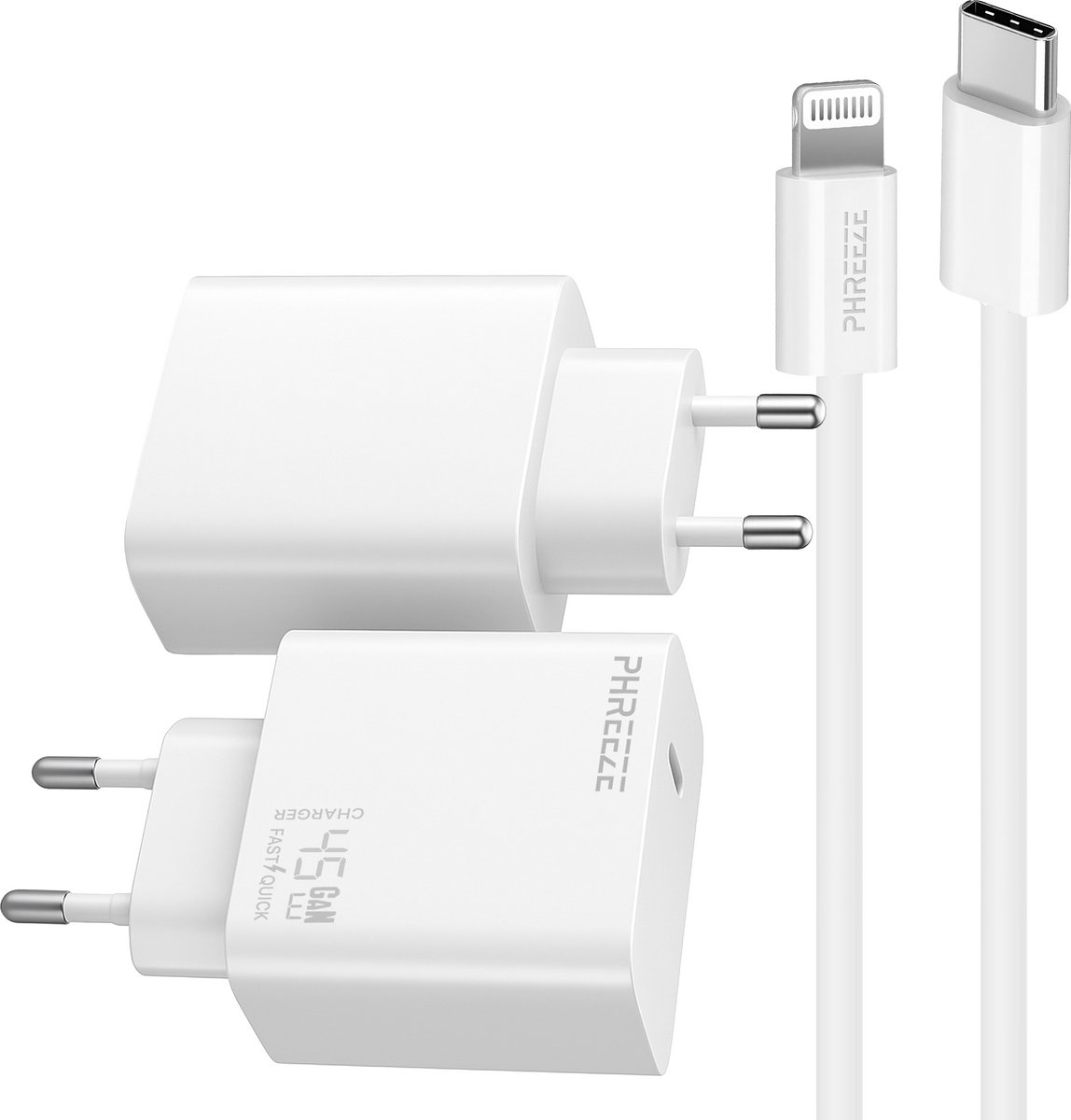 Phreeze usb C snellader geschikt voor iPhone 14 oplader met Lightning kabel - Power Delivery oplader