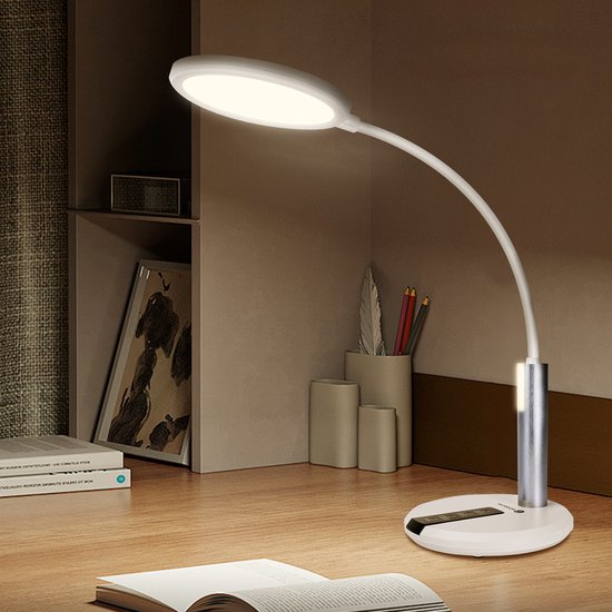 Aigostar 10Z1K - Lampe de bureau LED Dimmable - 3 Couleurs de lumière - avec Veilleuse - Lampe de table - Lampe LED - Lumière Wit et Chaude - Zwart