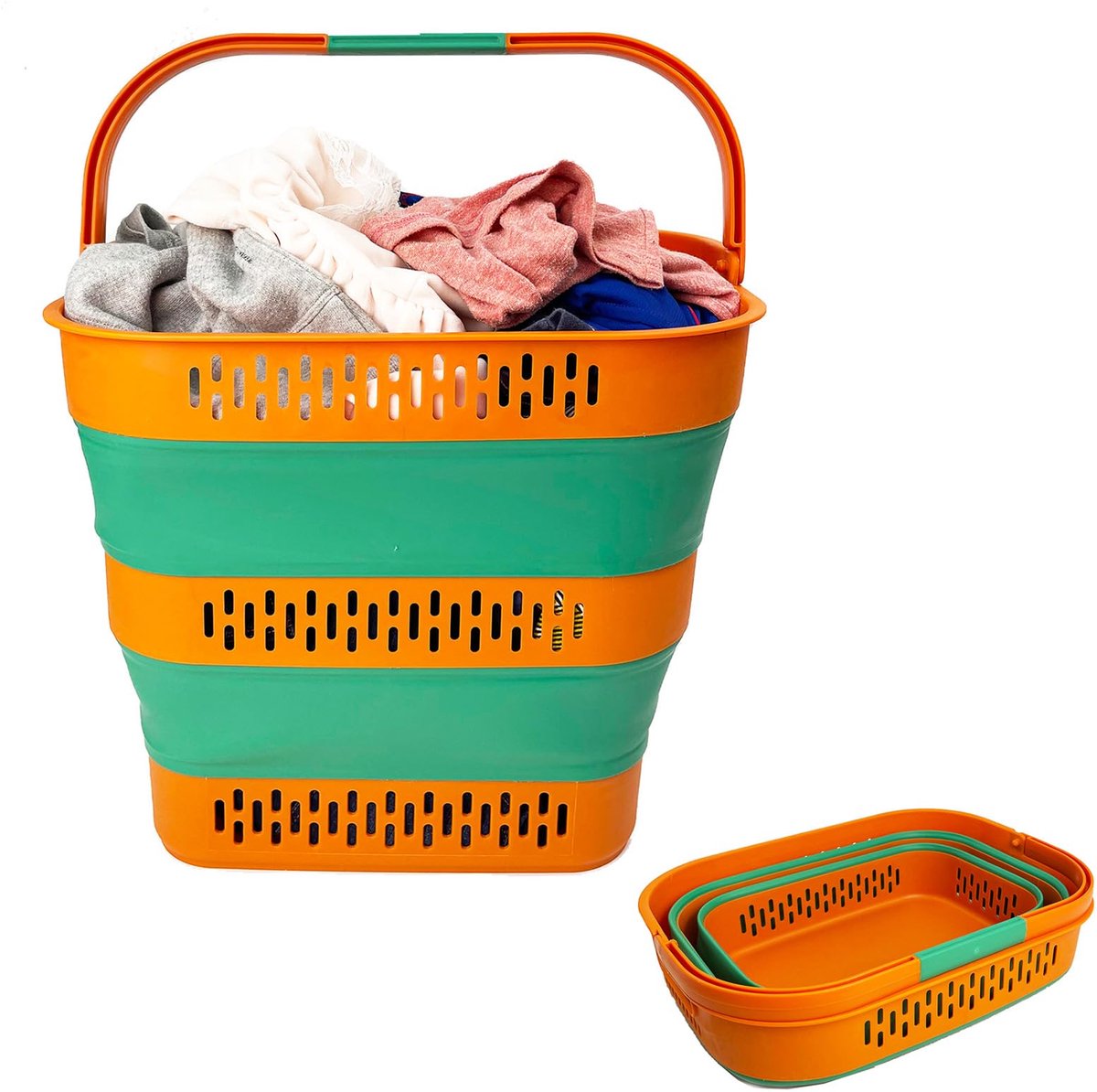 Unyqoos® Opvouwbare wasmand met ventilatiegaten en draagbare handgrepen