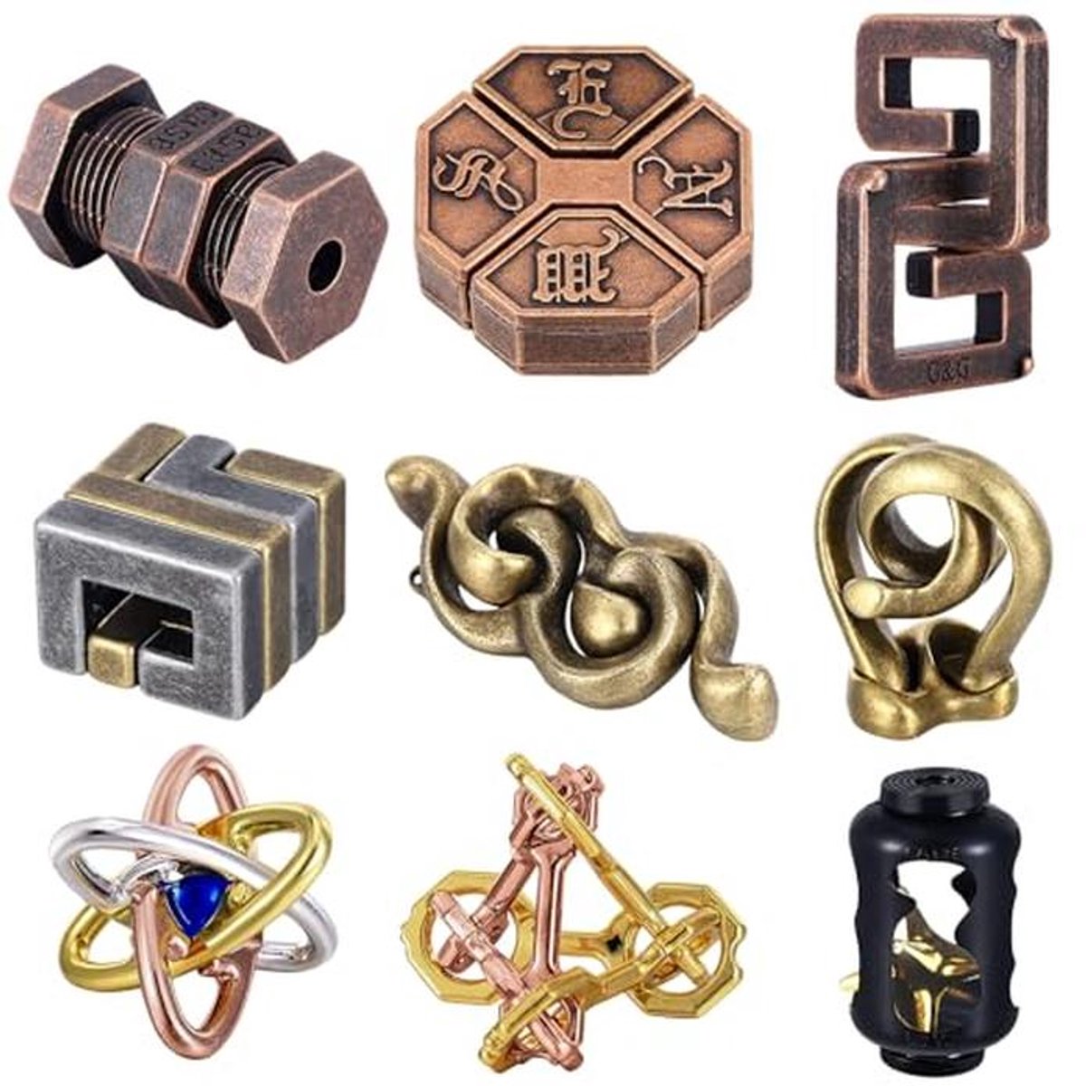 3D metalen puzzels voor volwassenen - 9 stuks IQ-logische spellen en intelligentie speelgoed