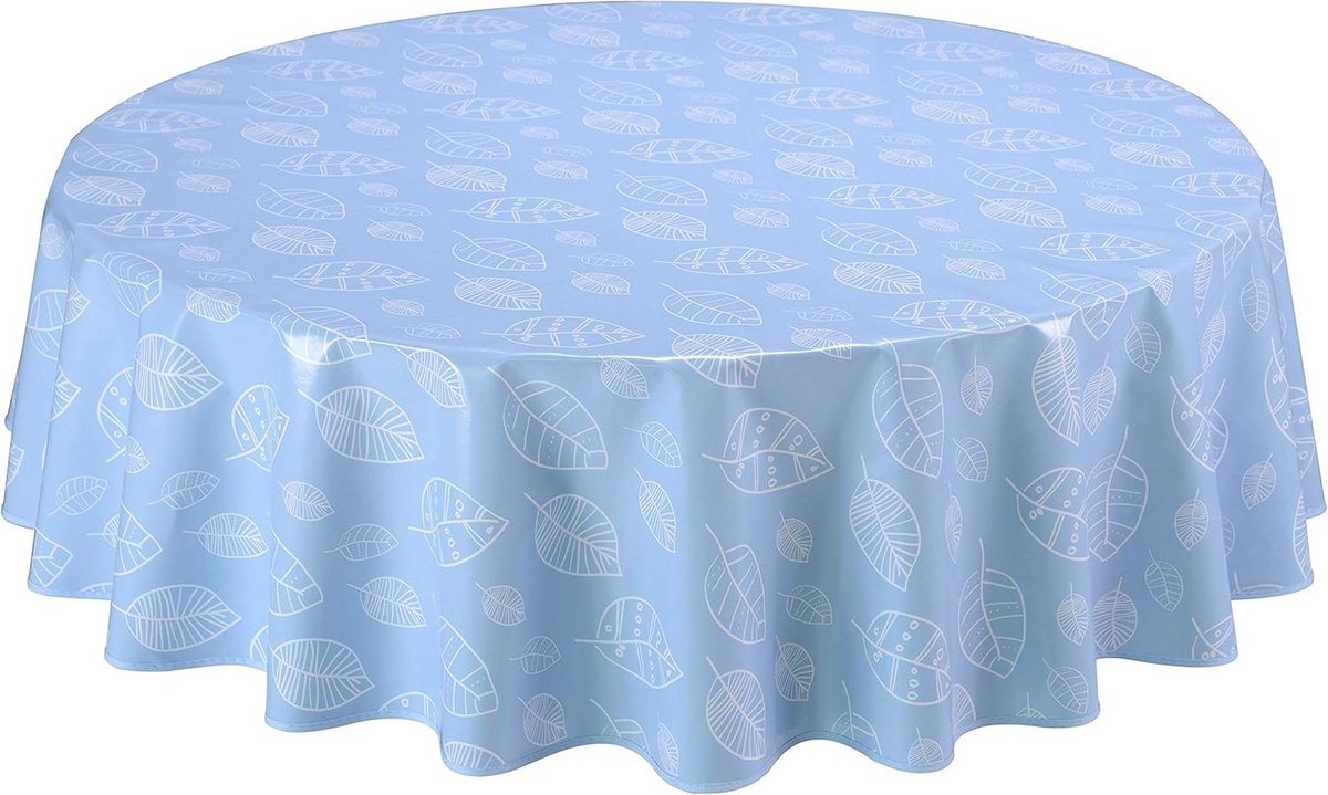 Rond PVC Tafelkleed Ø140cm Afwasbaar met Bladerenprint