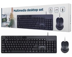 Gembird Toetsenbord en Muis Desktopset - Combo- Bedraad - USB - QWERTY US - Zwart