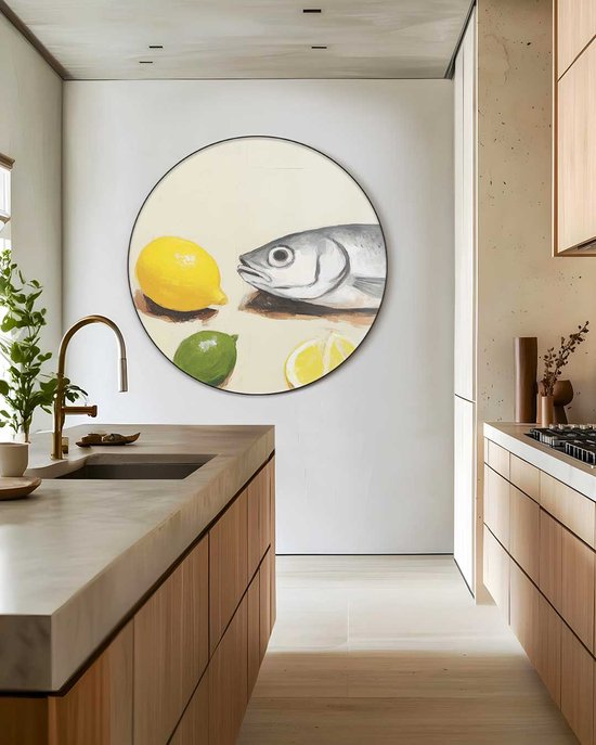 Frisse Fruitige Muurcirkel - Luxe Muurcirkel 100x100 cm op Dibond - Sfeervolle Wanddecoratie voor Woonkamer & Slaapkamer