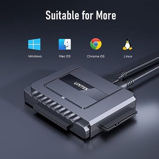 SATA naar USB harde schijf adapter - Externe lezer voor 2,5/3,5 inch HDD/SSD met USB C datakabel van Merkloos — afbeelding 3