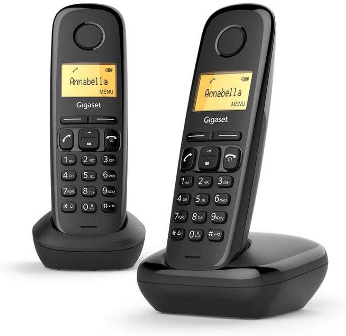 Draadloze DECT Telefoonset (2 Hoornen) met Oproepidentificatie - Zwart