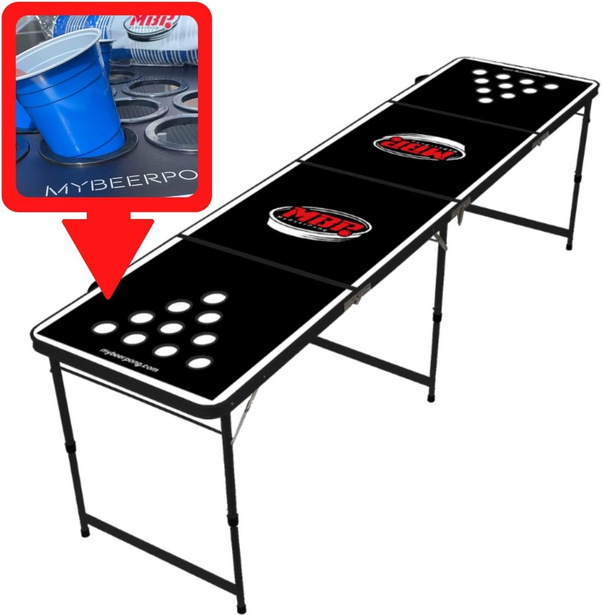 Beer Pong Tafel XL Inklapbaar met Bekerhouders - Officieel Formaat Partyspel