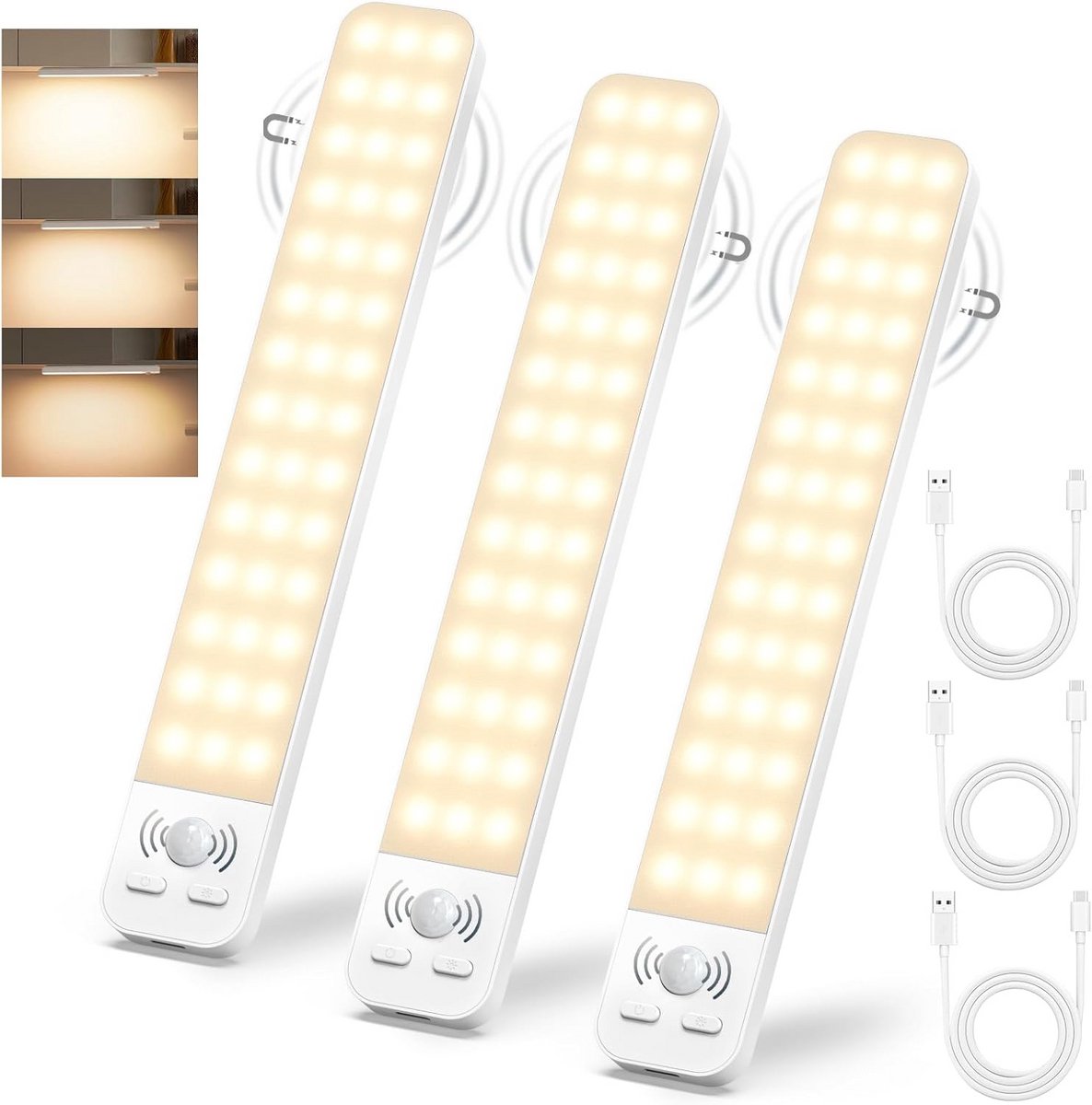 Draadbare LED Kastverlichting met Bewegingssensor en Oplaadbare Batterij