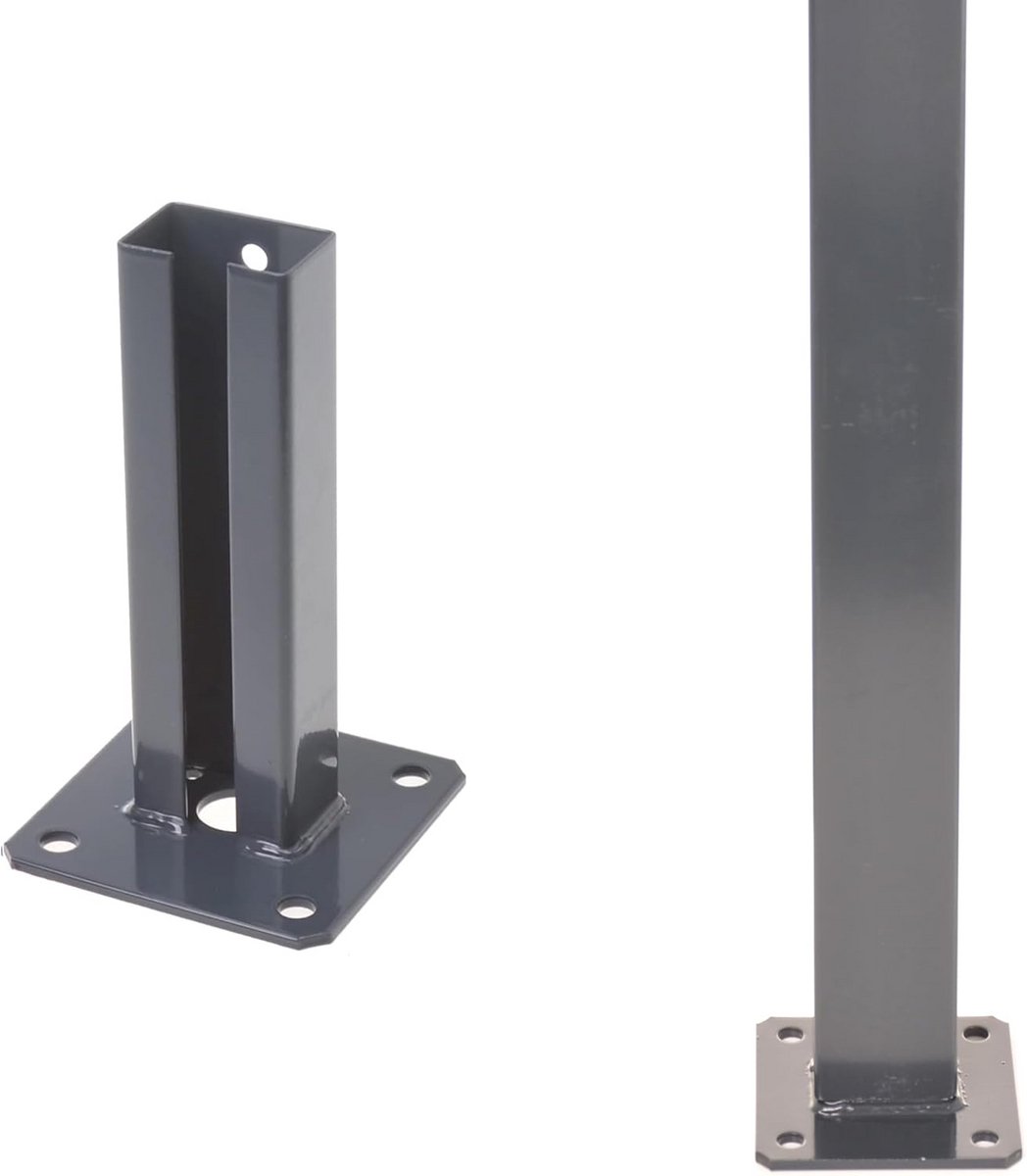 Schroefanker Hekpaal 60x40 mm Antraciet - Stevige Paalhouder voor Houten en Metalen Hekken
