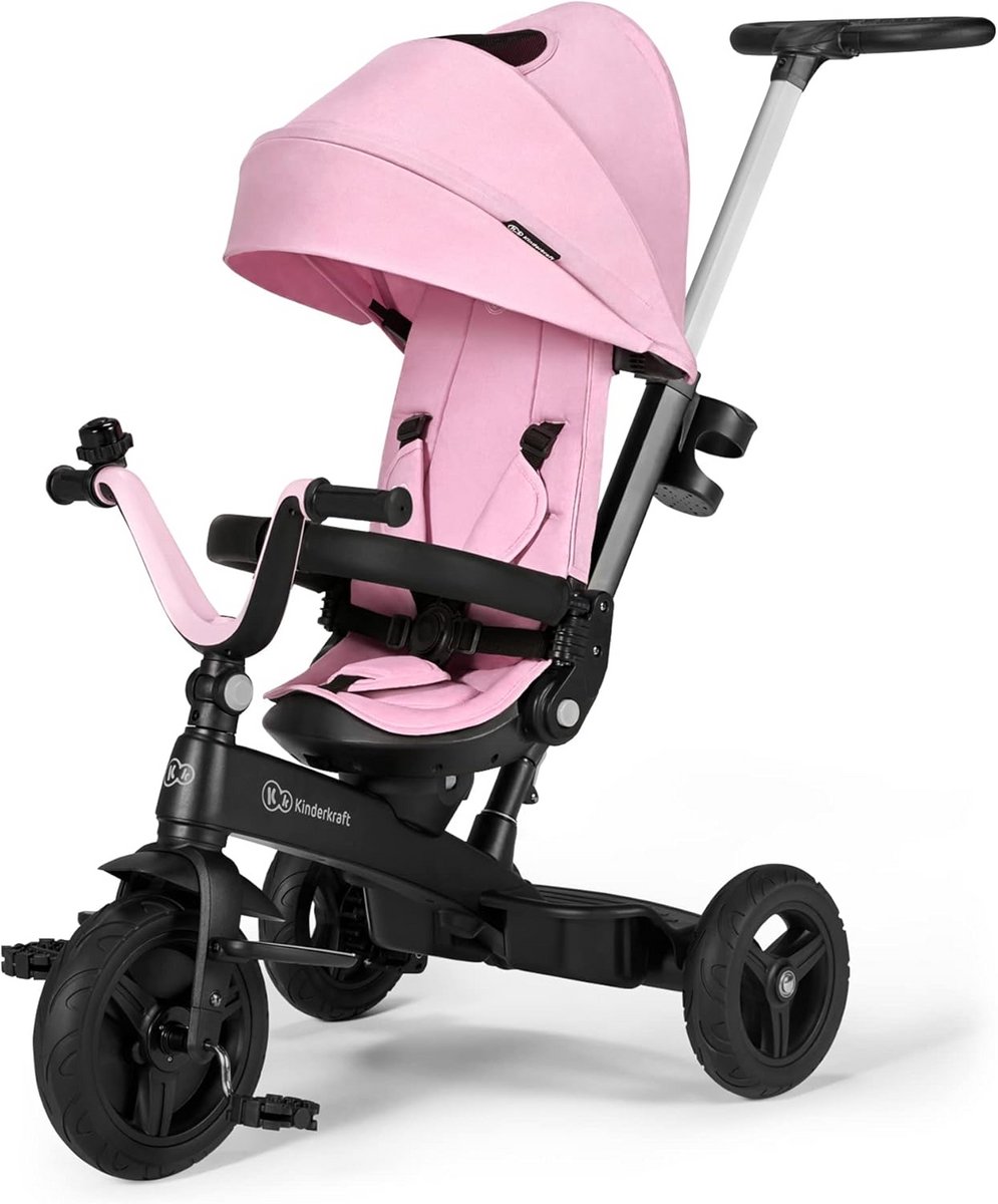Multifunctionele Trike voor Kinderen van 9 Maanden tot 5 Jaar met 360° Draaistoel en Zonnescherm